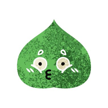 Retro illüstrasyon stil çizgi film ekspresiyon yaprak