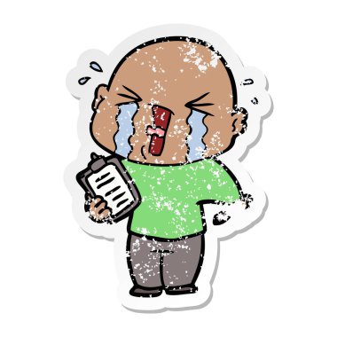 Pano adamla ağlıyor bir karikatür sıkıntılı etiket