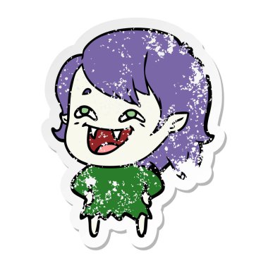 bir çizgi film gülen vampir kızın sıkıntılı etiket