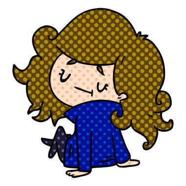 bir şirin kawaii kız çizgi film