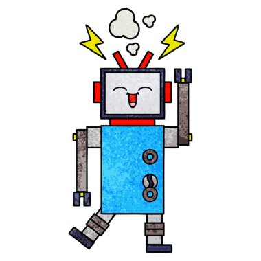 Retro grunge doku çizgi film robot