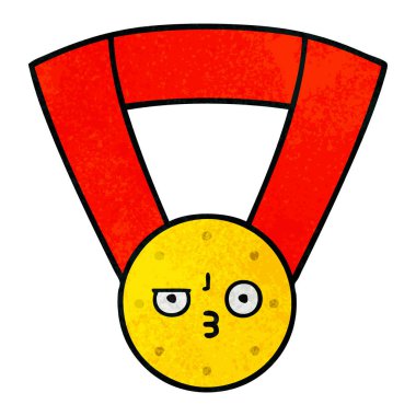 Retro grunge doku karikatür altın madalya