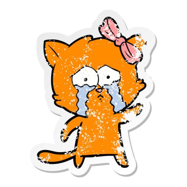 bir karikatür kedi sıkıntılı etiket