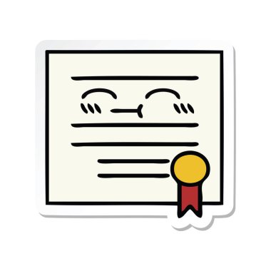 sevimli çizgi mezuniyet diploma etiket