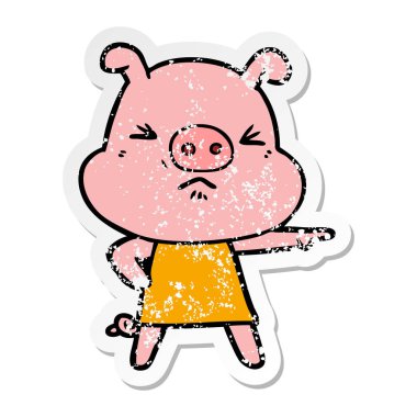 bir çizgi film kızgın domuzun sıkıntılı etiket