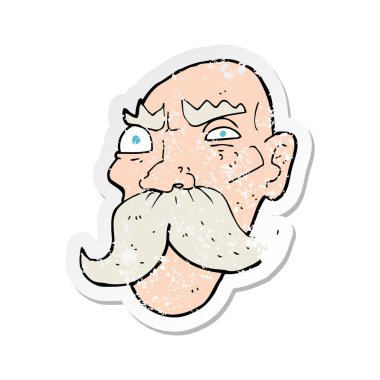 bir çizgi film kızgın ihtiyar Retro sıkıntılı etiket