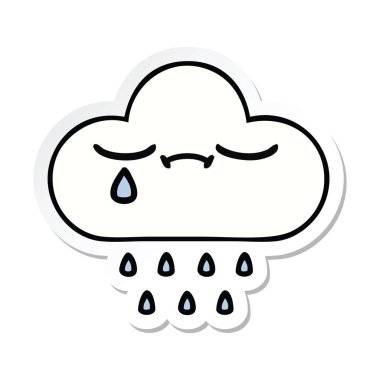 sevimli çizgi yağmur bulutu etiket