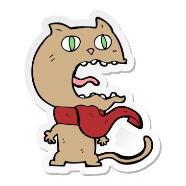 etiket bir çizgi film korkmuş kedi