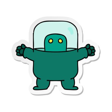 etiket karikatür doodle bir uzaylı bir takım