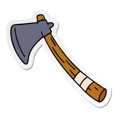 etiket karikatür doodle Bahçe bir balta