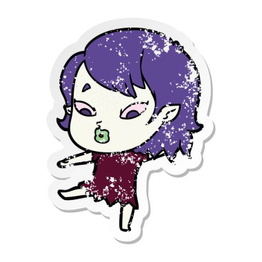 sevimli çizgi vampir kız sıkıntılı etiket