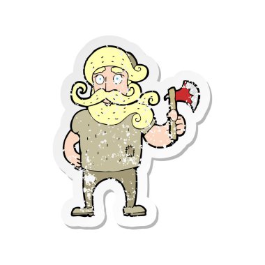 bir çizgi film oduncu balta ile Retro sıkıntılı etiket