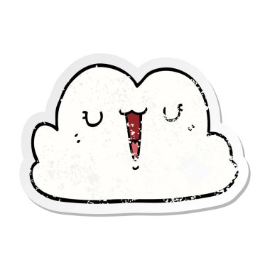 sevimli çizgi bulut sıkıntılı etiket