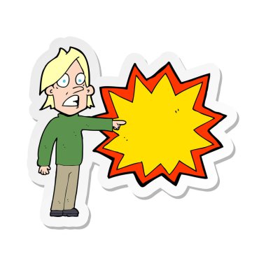 etiket işaret eden bir çizgi film adamın