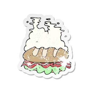 çizgi film büyük sandviç Retro sıkıntılı etiket