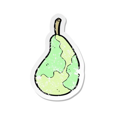 bir çizgi film armut Retro sıkıntılı etiket