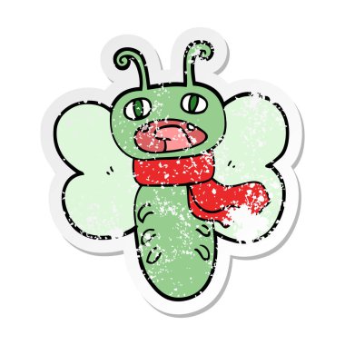 komik karikatür kelebek sıkıntılı etiket