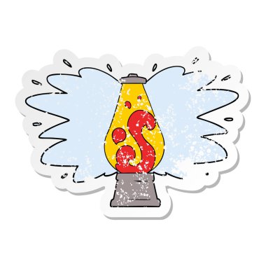 bir çizgi film retro lav lambası sıkıntılı etiket