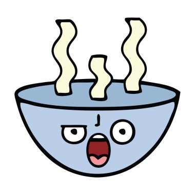 bir kase sıcak çorba sevimli çizgi