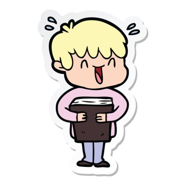 etiket bir karikatür gülen çocuk