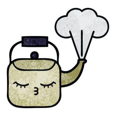 Retro doku karikatür buharlı su ısıtıcısı