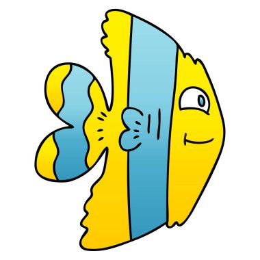 ilginç degrade gölgeli çizgi film balık 