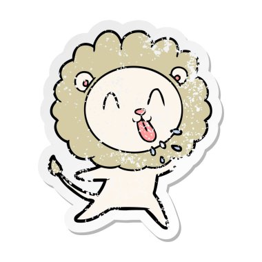 mutlu karikatür aslan sıkıntılı etiket