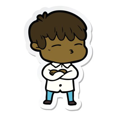 çizgi film meraklı bir çocuk etiket