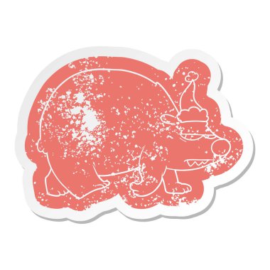 kızgın bir kutup ayısı santa s giyen sıkıntılı Etiket cartoon