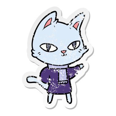 bakan bir karikatür kedi sıkıntılı etiket