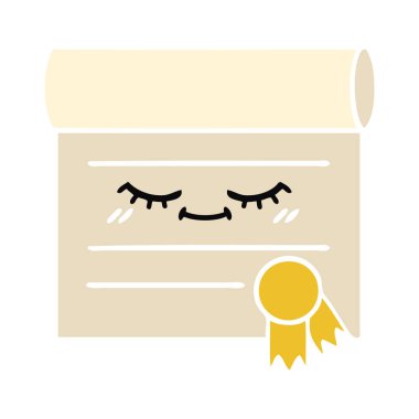 düz renk retro karikatür sertifika