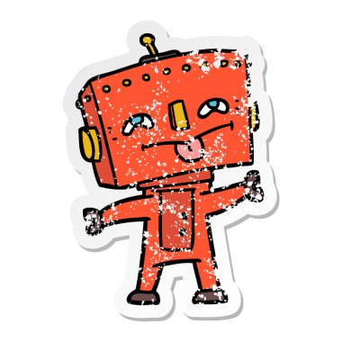 bir çizgi film robot sıkıntılı etiket