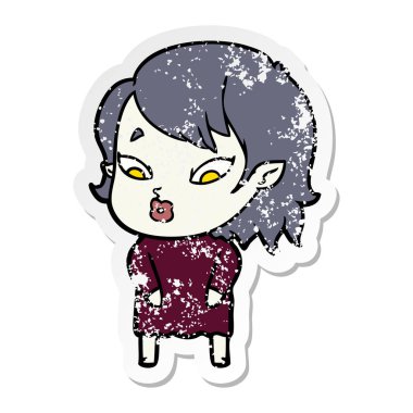 sevimli çizgi vampir kız sıkıntılı etiket