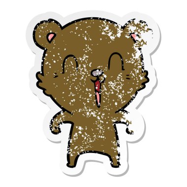 mutlu karikatür ayı sıkıntılı etiket