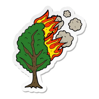 etiket ağaç yanan bir karikatür