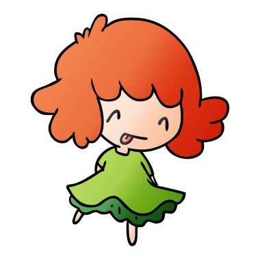 bir şirin kawaii kızın degrade çizgi film