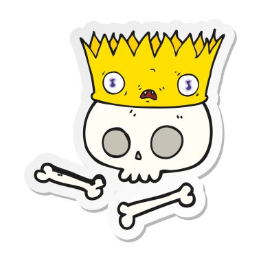 bir çizgi film sihirli taç eski kafatası üzerinde etiket