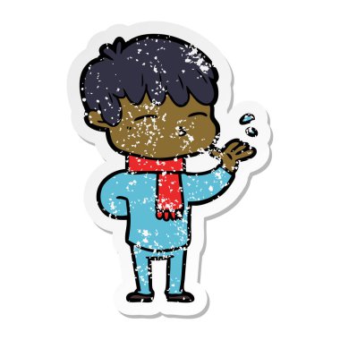 çizgi film meraklı bir çocuk sıkıntılı etiket