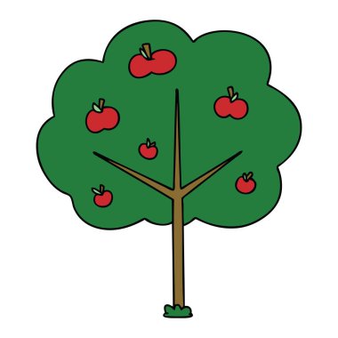 ilginç el çizilmiş karikatür ağaç