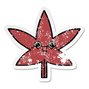 sevimli çizgi sonbahar yaprak sıkıntılı etiket