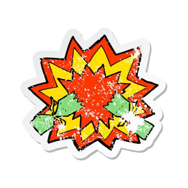 bir karikatür Noel fişeği Retro sıkıntılı etiket