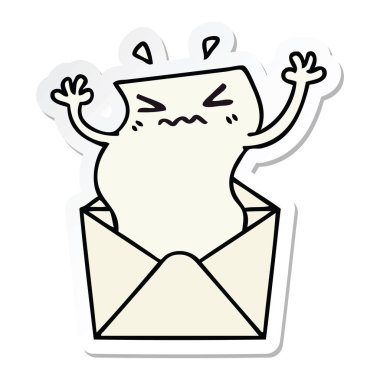 çizgi film mektup ve zarf etiket ilginç el çizilmiş