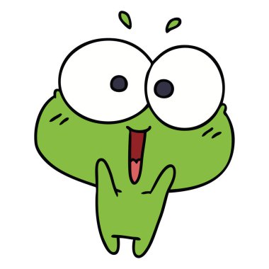 çizgi film kawaii heyecanlı sevimli kurbağa