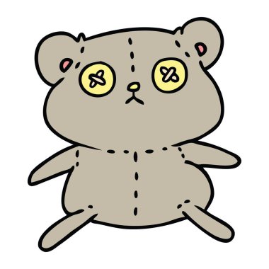 serbest çizilmiş karikatür bir sevimli teddy ayı kırmızı