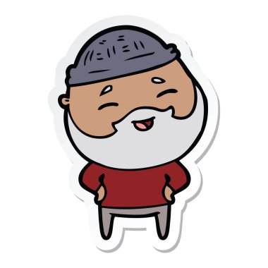 etiket karikatür mutlu bir sakallı adamın