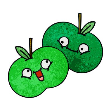 Retro grunge doku karikatür elma