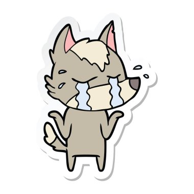 etiket bir karikatür ağlayan kurt