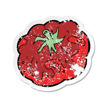 bir çizgi film domates Retro sıkıntılı etiket