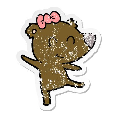 bir kadın ayı karikatür sıkıntılı etiket