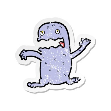 Retro sıkıntılı etiket bir karikatür komik kurbağa